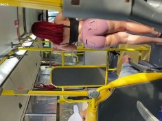Pov with electra naughty redhead teases with big ass on bus grabs my dick