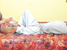 Indian bhabhi gets massage from sasur, big dick comes out - desi homemade sex